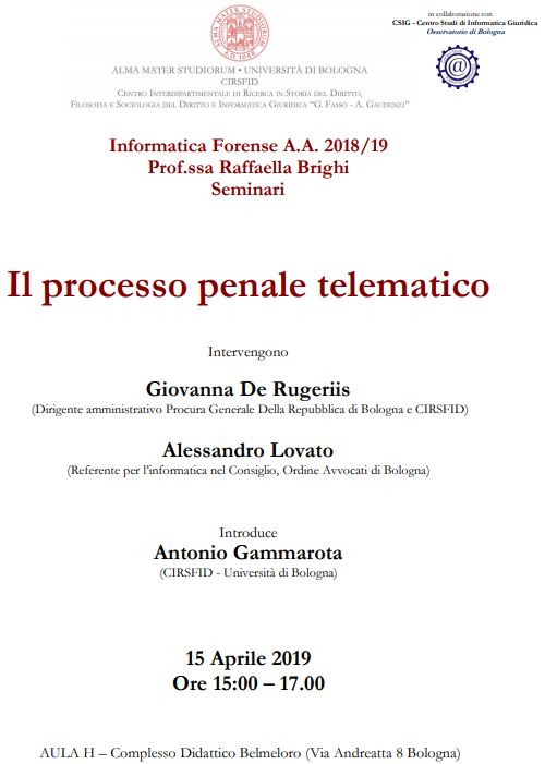 processo penale telematico unibo 2019