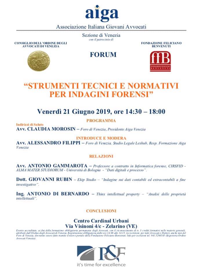 seminario indagini forensi digitali venezia